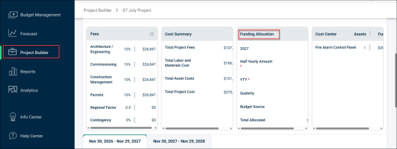 Project builder navigation